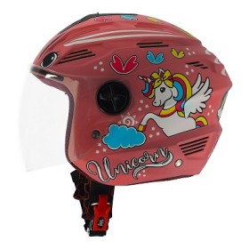 Steelbird SBA-6 Unicorn ISI Certified Open Face Helmet For Men And Women (Glossy Pink With Clear Visor)